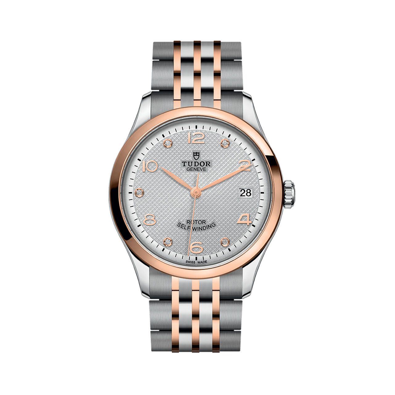 tudor 1926 36 mm steel case silver diamond set dial steel and rose gold bracelet m91451 0002 image number 0