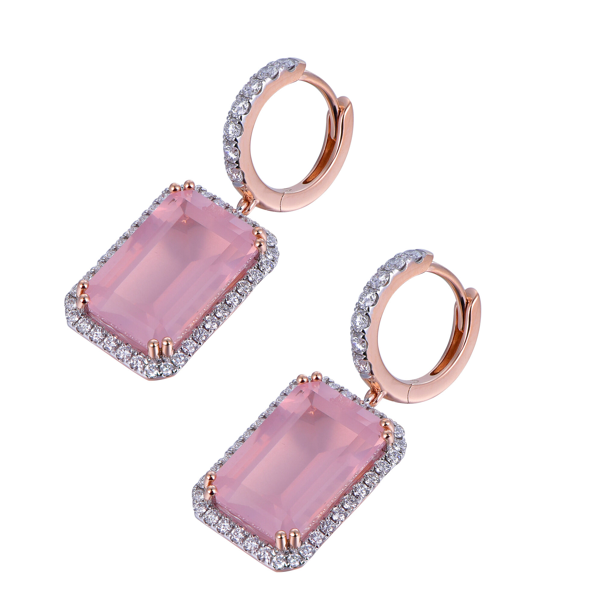 Rose Quartz Earrings in Rose Gold
