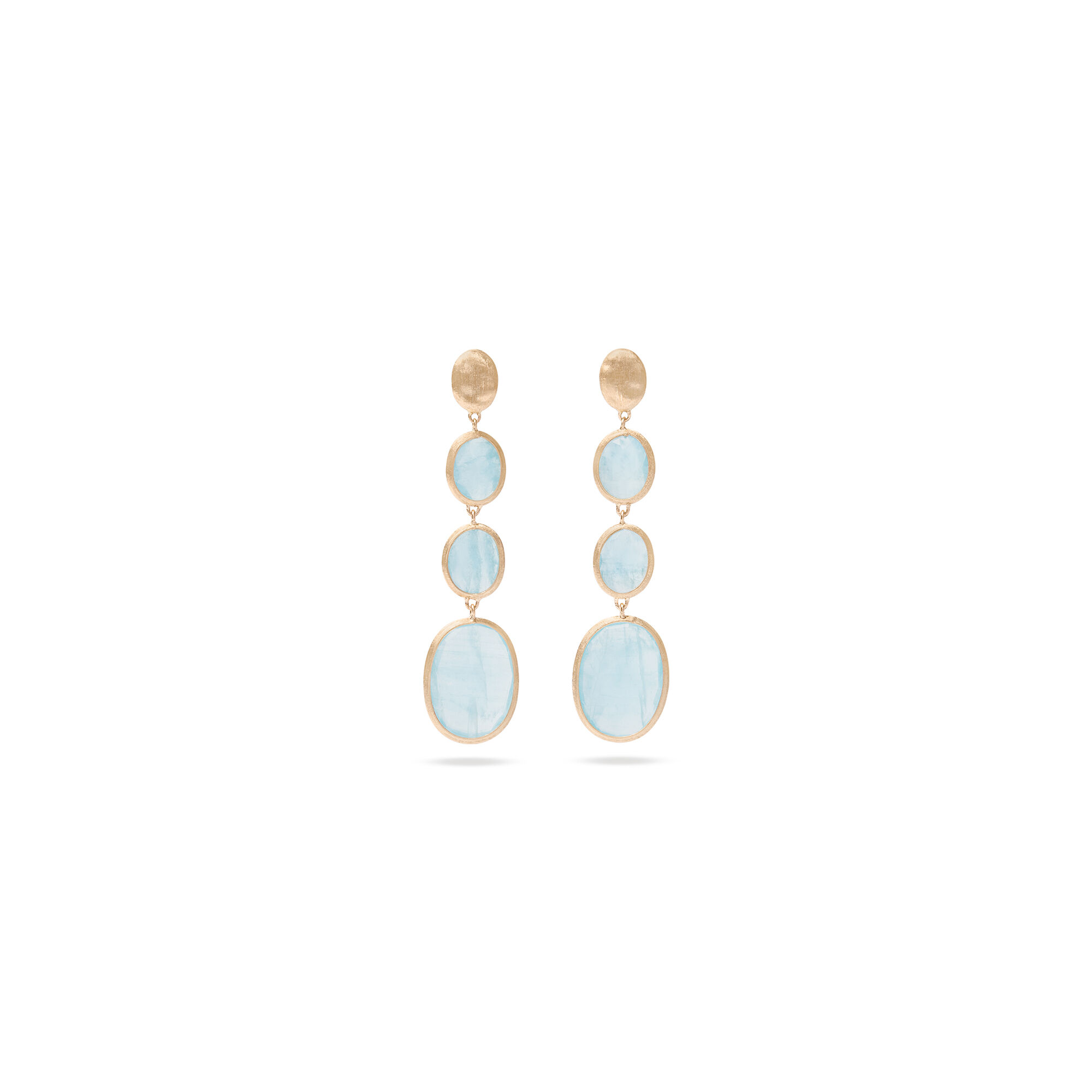 Siviglia Yellow Gold and Aquamarine Drop Earrings
