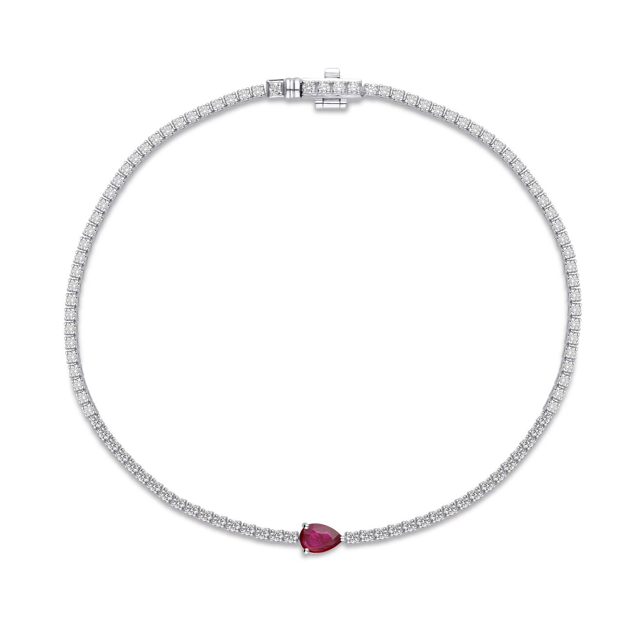 Bracelet en Or Blanc avec Diamants et Rubis image number 0