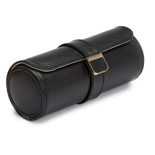 WOLF Palermo Black Jewellery and Watch Roll Side image number 1