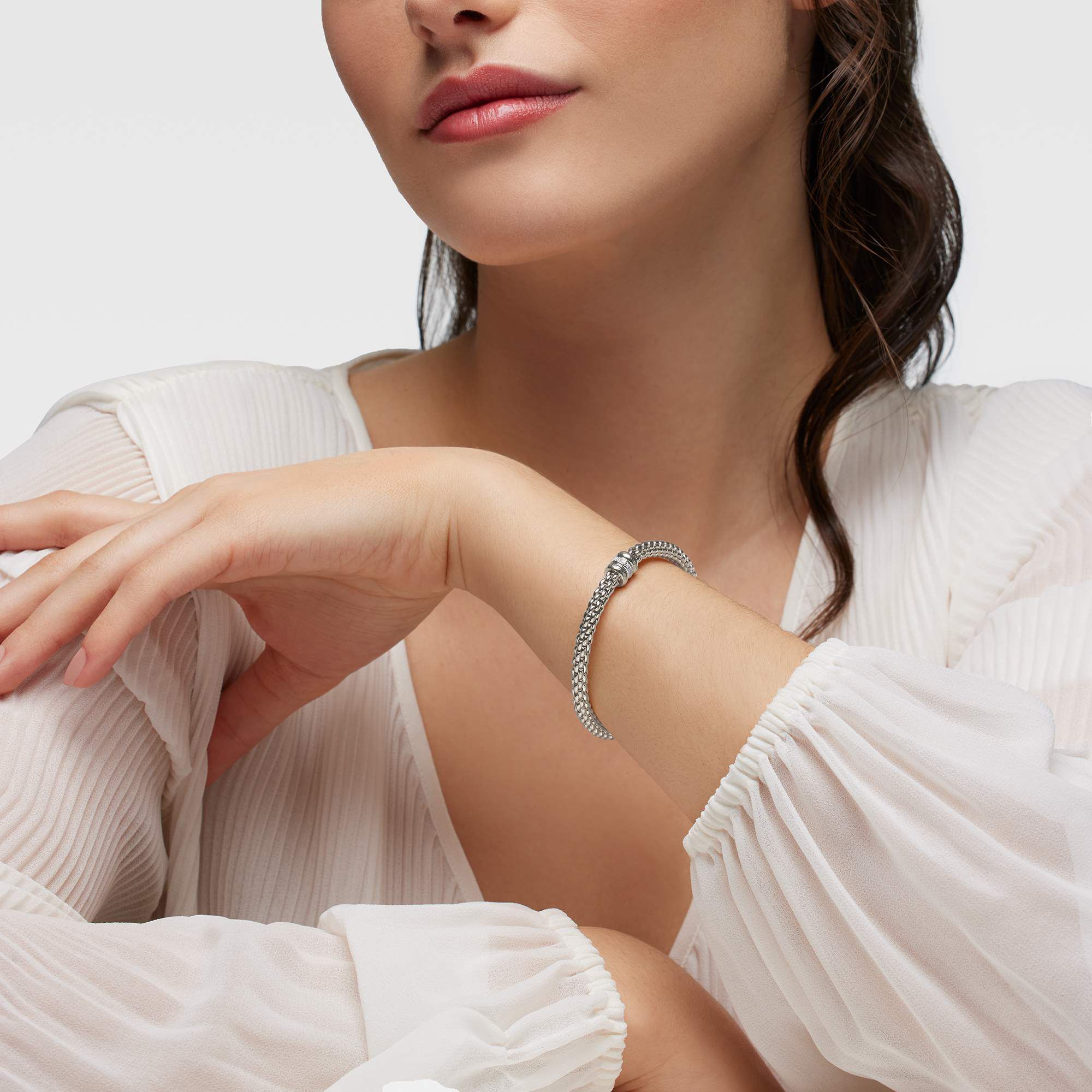 Solo Flex'it White Gold and Diamond Multi-Rondel Bracelet, Medium
