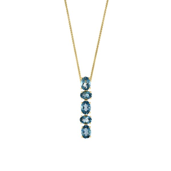 Collier en or jaune avec topaze bleue