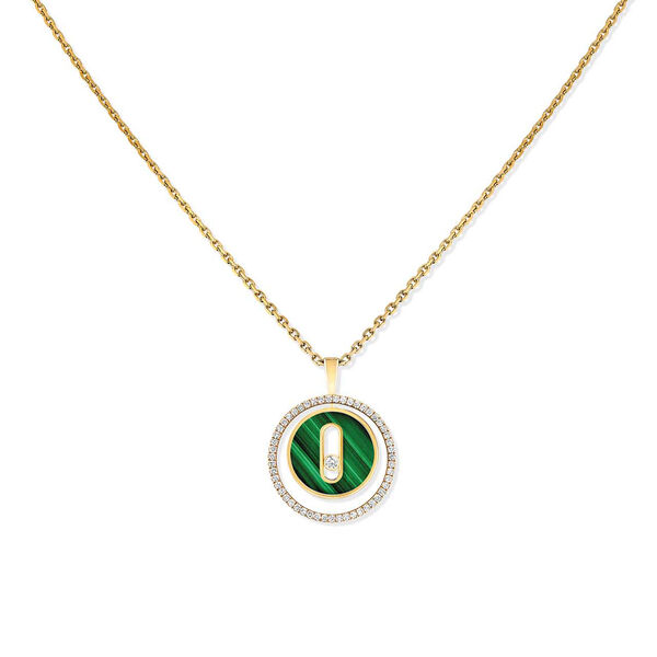 Pendentif Lucky Move en or jaune, malachite et diamants, petit modèle