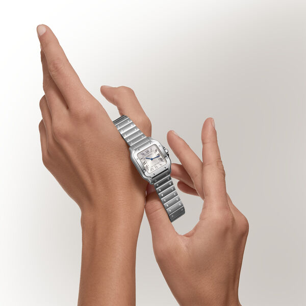 Santos de Cartier 27 mm quartz en acier inoxydable, petit mod&egrave;le