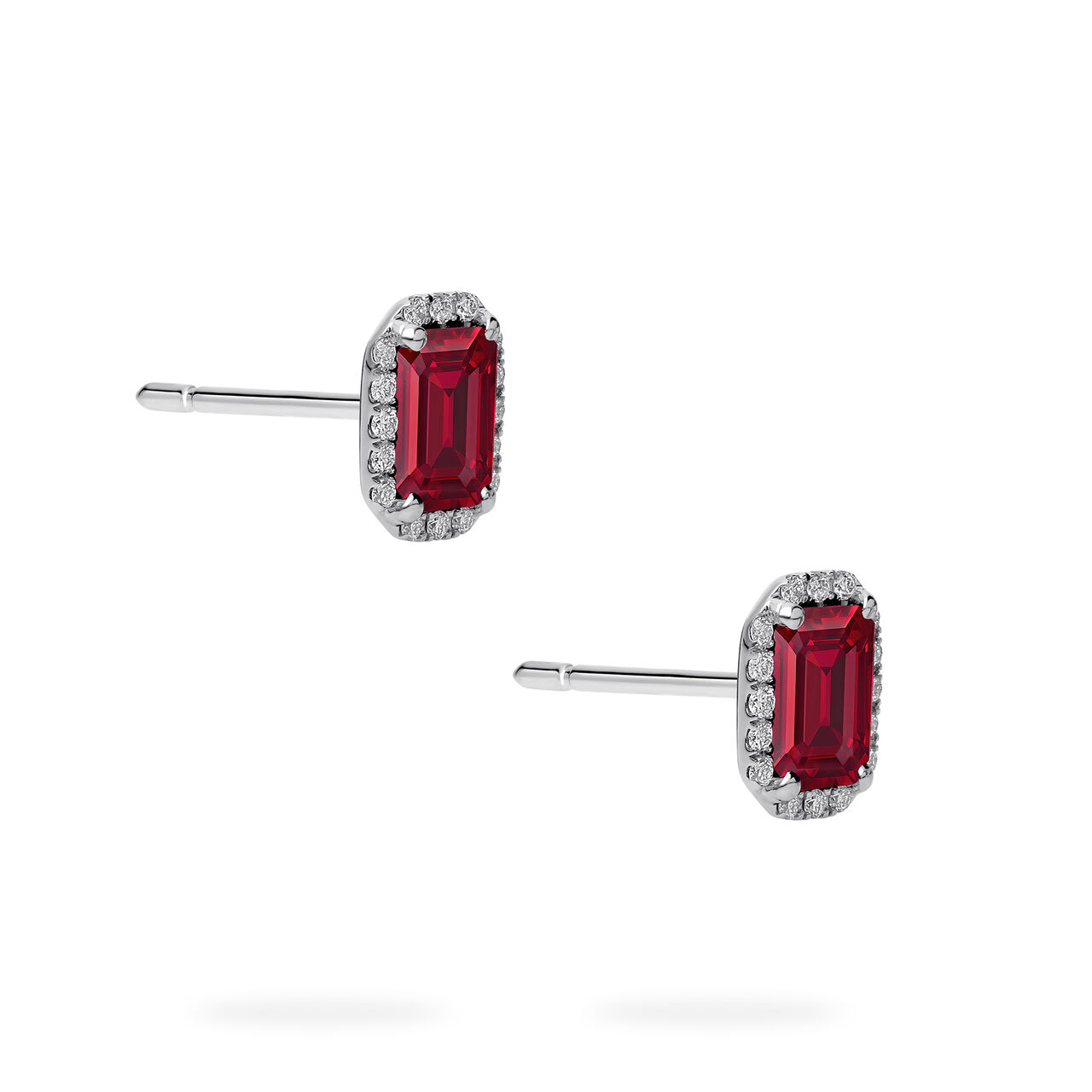 Birks Essentiels Boucles d'oreilles en or blanc avec rubis et diamants image number 3