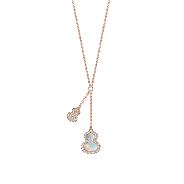 Wulu Petite Rose Gold, Mother-of-Pearl and Diamonds Pavé Double Pendant