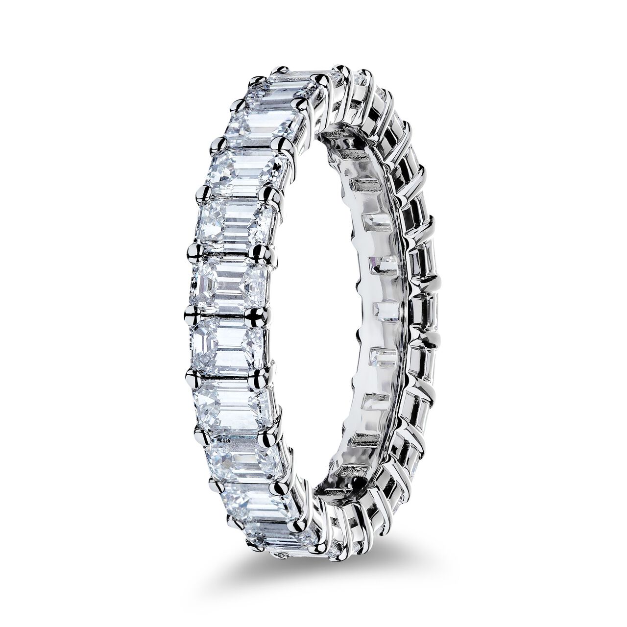 Platinum 3.25ct Emerald Cut Eternity Band image number 1