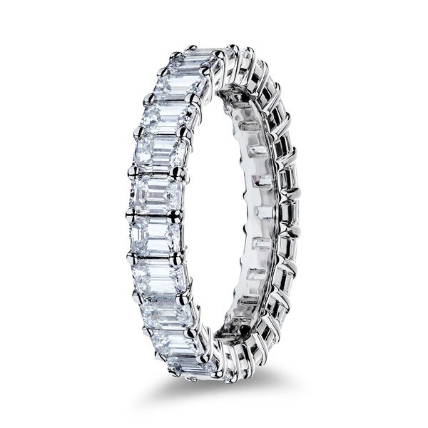 Alliance &eacute;ternit&eacute; en platine sertie de diamant &eacute;meraude, 3.25ct