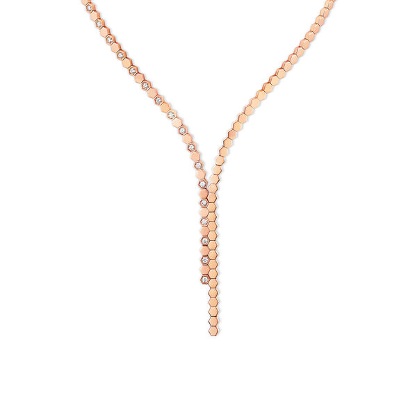 Collier souple Bee de Chaumet en or rose avec diamants alternants