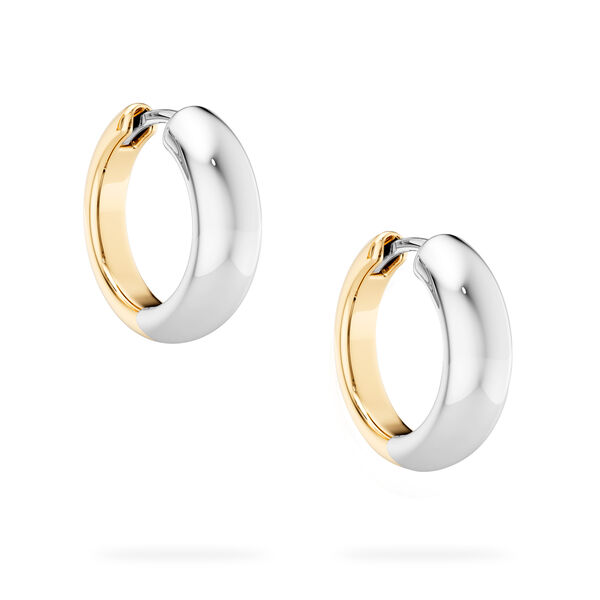 Yellow and White Gold Hoop Earrings, 18MM