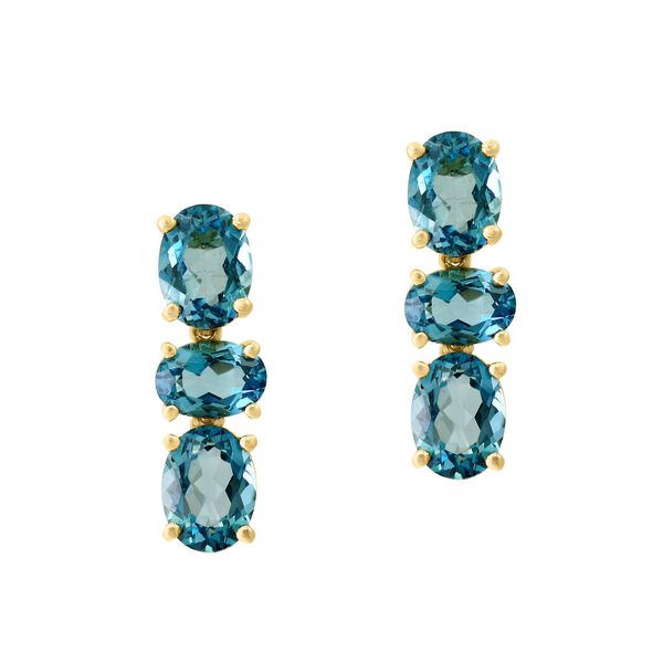 Boucles d'oreilles en or jaune avec topaze bleue