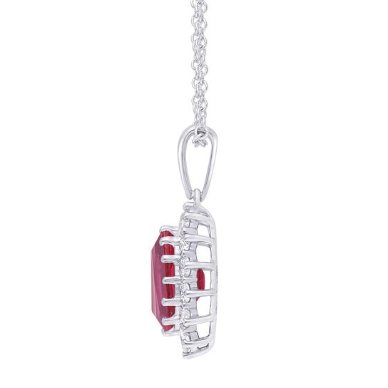 maison birks salon oval ruby diamond halo pendant sg09201p-8r side image number 1