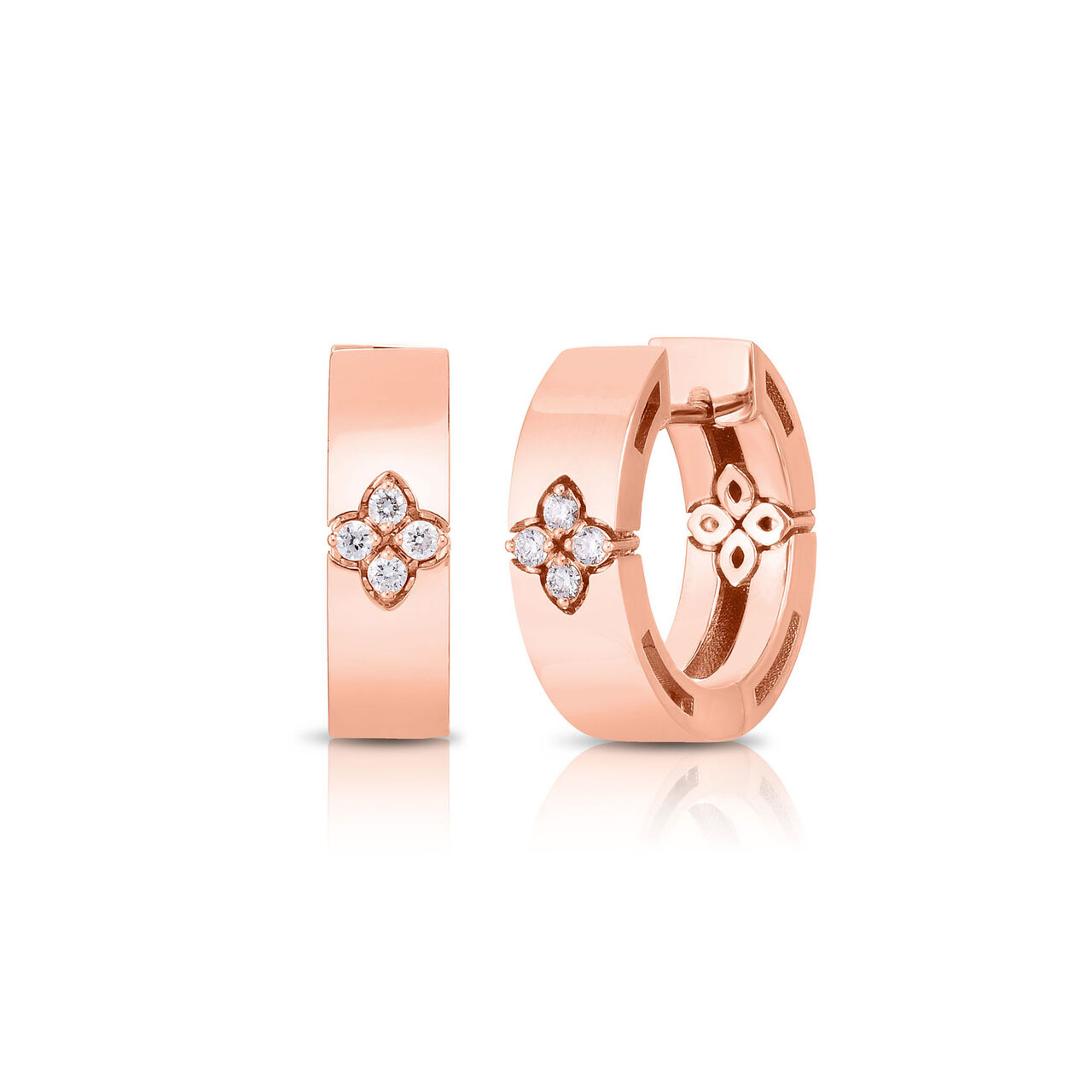 Boucles d'oreilles anneaux Love In Verona en or rose et diamants petit modèle image number 0