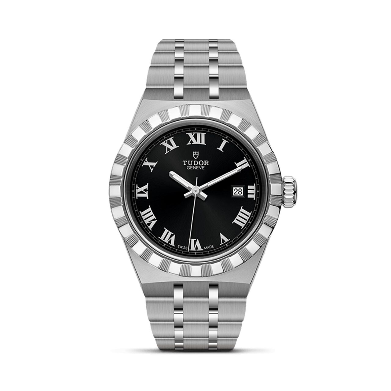 maison birks tudor royal 28 mm steel case dark coloured dial steel bracelet m28300 0003 image number 0