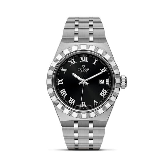 maison birks tudor royal 28 mm steel case dark coloured dial steel bracelet m28300 0003 image number 0