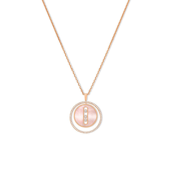 Lucky Move Medium Rose Gold Pink Mother-Of-Pearl & Diamond Pavé Pendant image number 0
