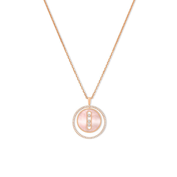 Lucky Move Medium Rose Gold Pink Mother-Of-Pearl & Diamond Pavé Pendant