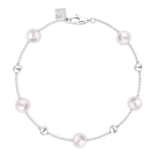 Birks Essentials Sterling Silver Bead and Freshwater Pearl Station Bracelet image number 0