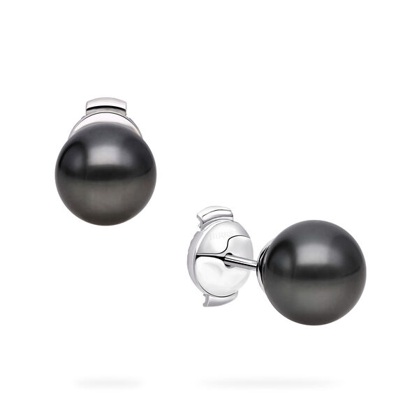 Boucles d'oreilles en perles de Tahiti de 10 &agrave; 10,5 mm, en or blanc