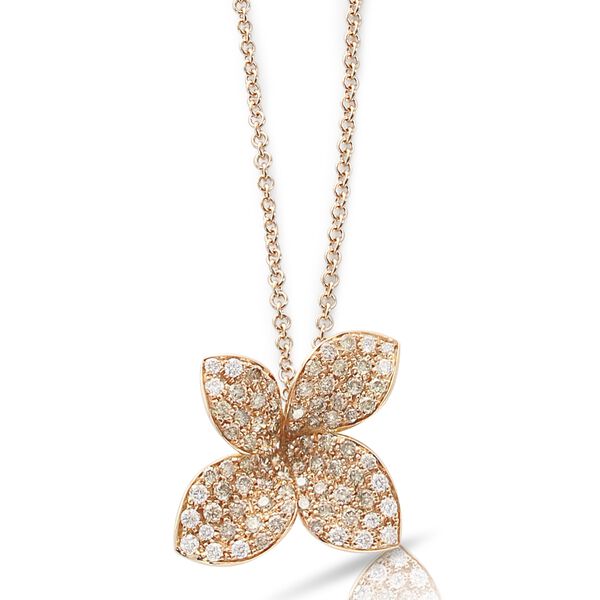 Petit Garden Rose Gold and Diamond Pavé Pendant