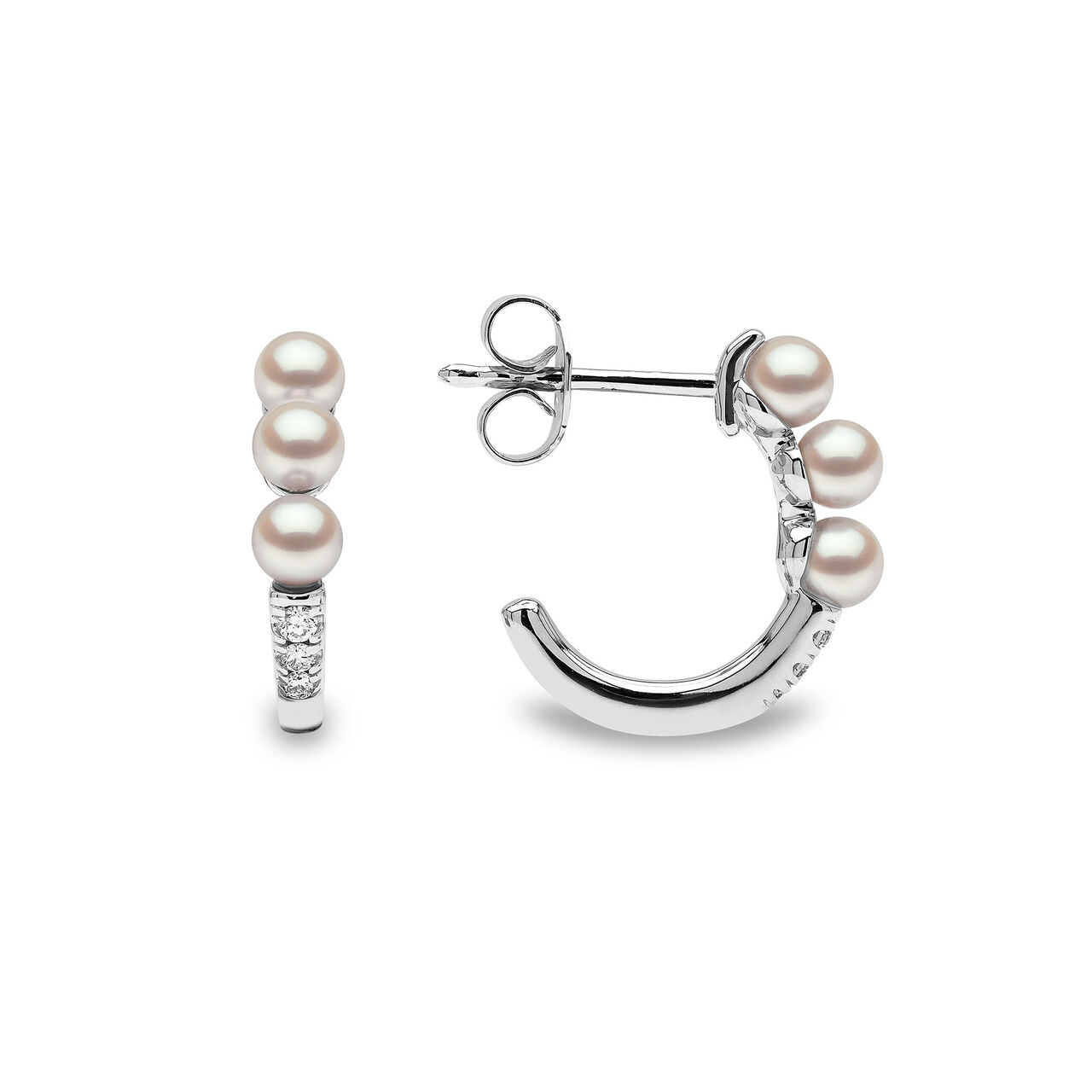 Boucles d'oreilles Eclipse en or blanc avec perles et diamants image number 2