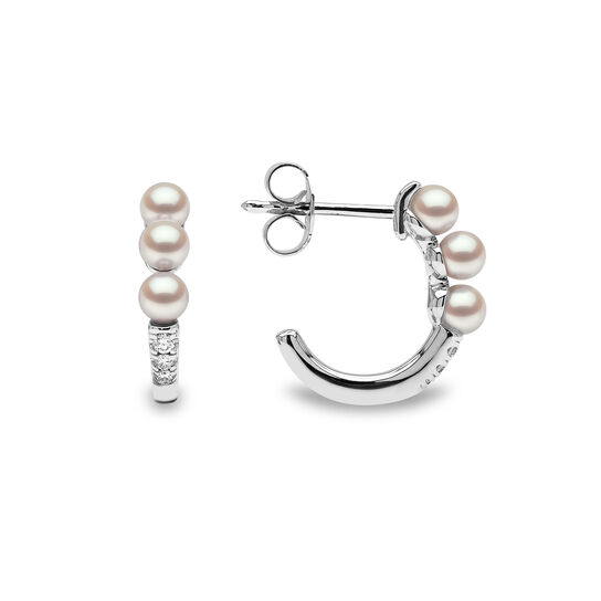 Eclipse White Gold Pearl and Diamond Earrings image number 2