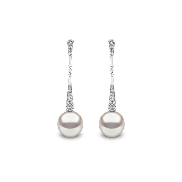 Trend White Gold Pearl and Diamond Earrings
