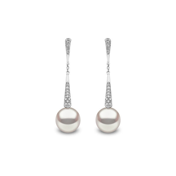 Boucles d'oreilles Trend en or blanc avec perles et diamants