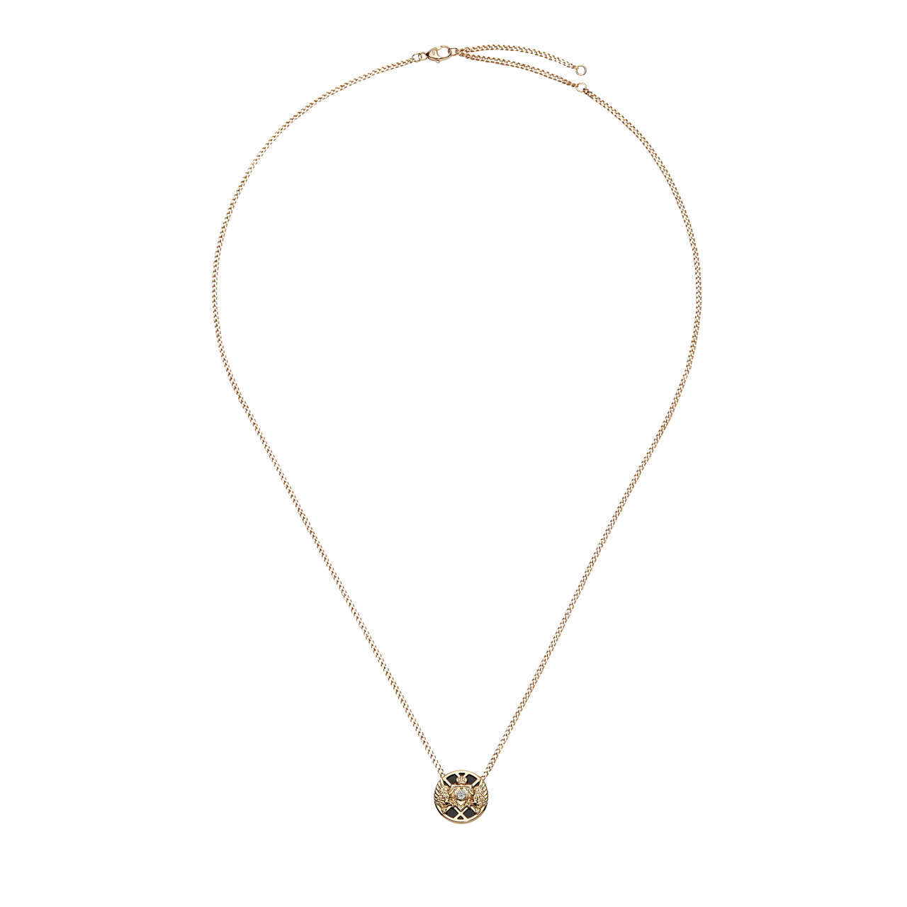 Emblem Yellow Gold Diamond and Onyx Pendant image number 3