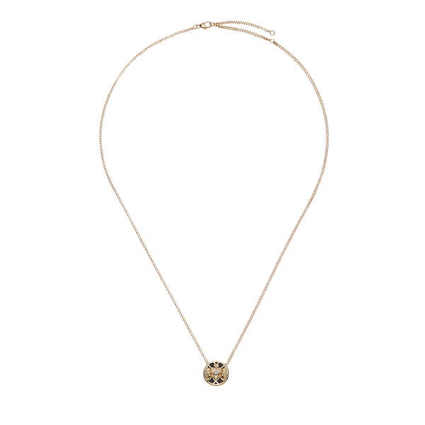 Emblem Yellow Gold Diamond and Onyx Pendant