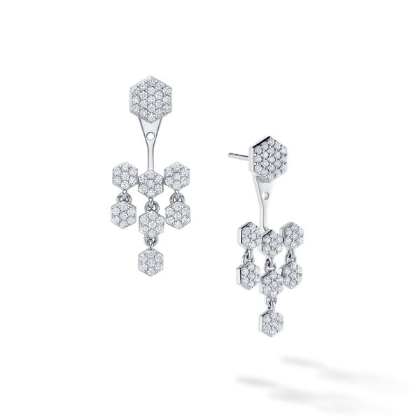 Boucles d'oreilles balanciers en or blanc et diamants