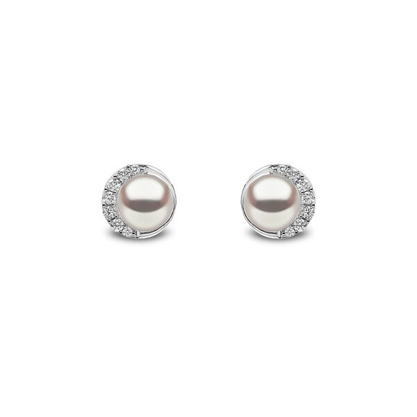 Boucles d'oreilles clous Trend en or blanc avec perles et diamants