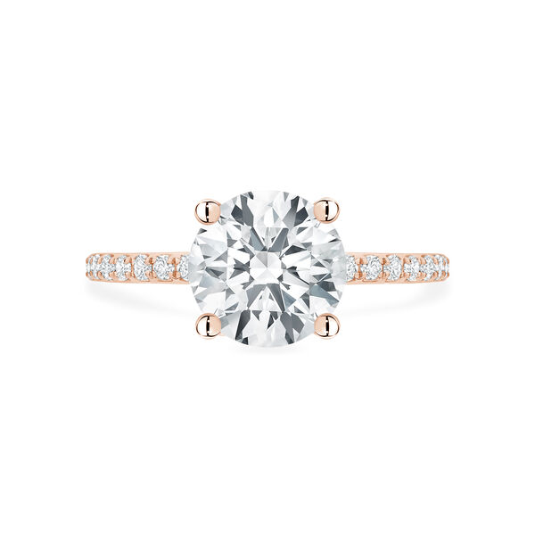 Rose Gold Round Solitaire Diamond Engagement Ring with Diamond Band