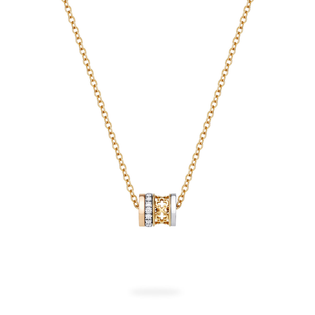 Birks Dare to Dream Small Tri-Gold Diamond Pendant Necklace image number 0