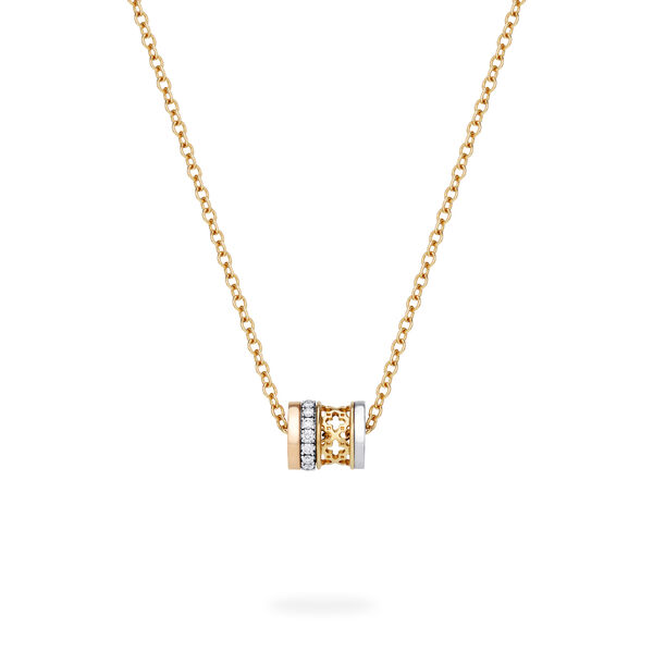 Small Tri-Gold Diamond Pendant Necklace