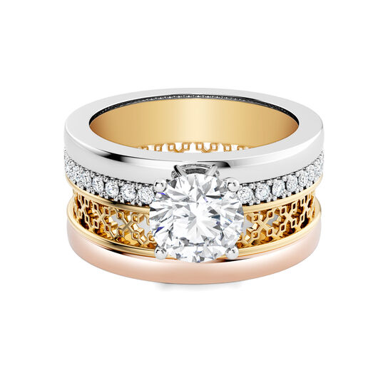 Birks Dare to Dream Bague de fian&ccedil;ailles en diamant solitaire, trio d'or image number 0