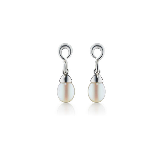 Monica Rich Kosann Infinite & Boundless The Twist Infinity Silver and Pearl Drop Earrings 45075 - Front image number 0