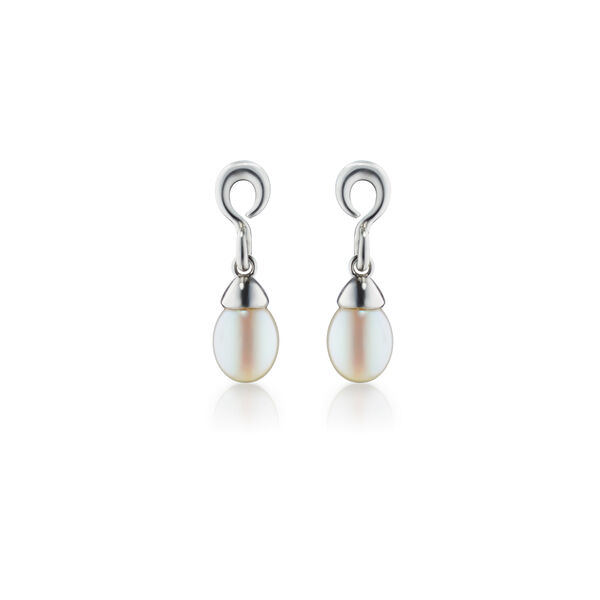 Infinite & Boundless The Twist Infinity Silver and Pearl Drop Earrings