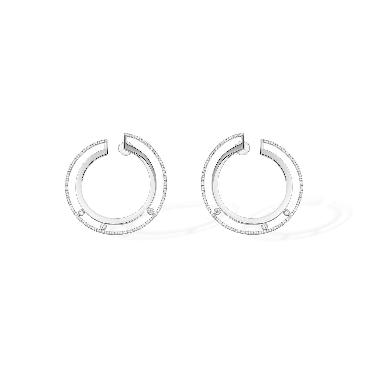 Move Romane White Gold Diamond Pavé Small Hoop Earrings image number 0