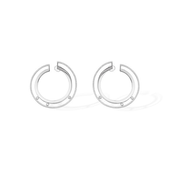 Boucles d'oreilles Move Romane en or blanc et diamants petit modèle 