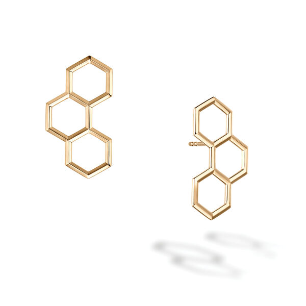 Boucles d’oreilles à pendeloque avec hexagones en or jaune