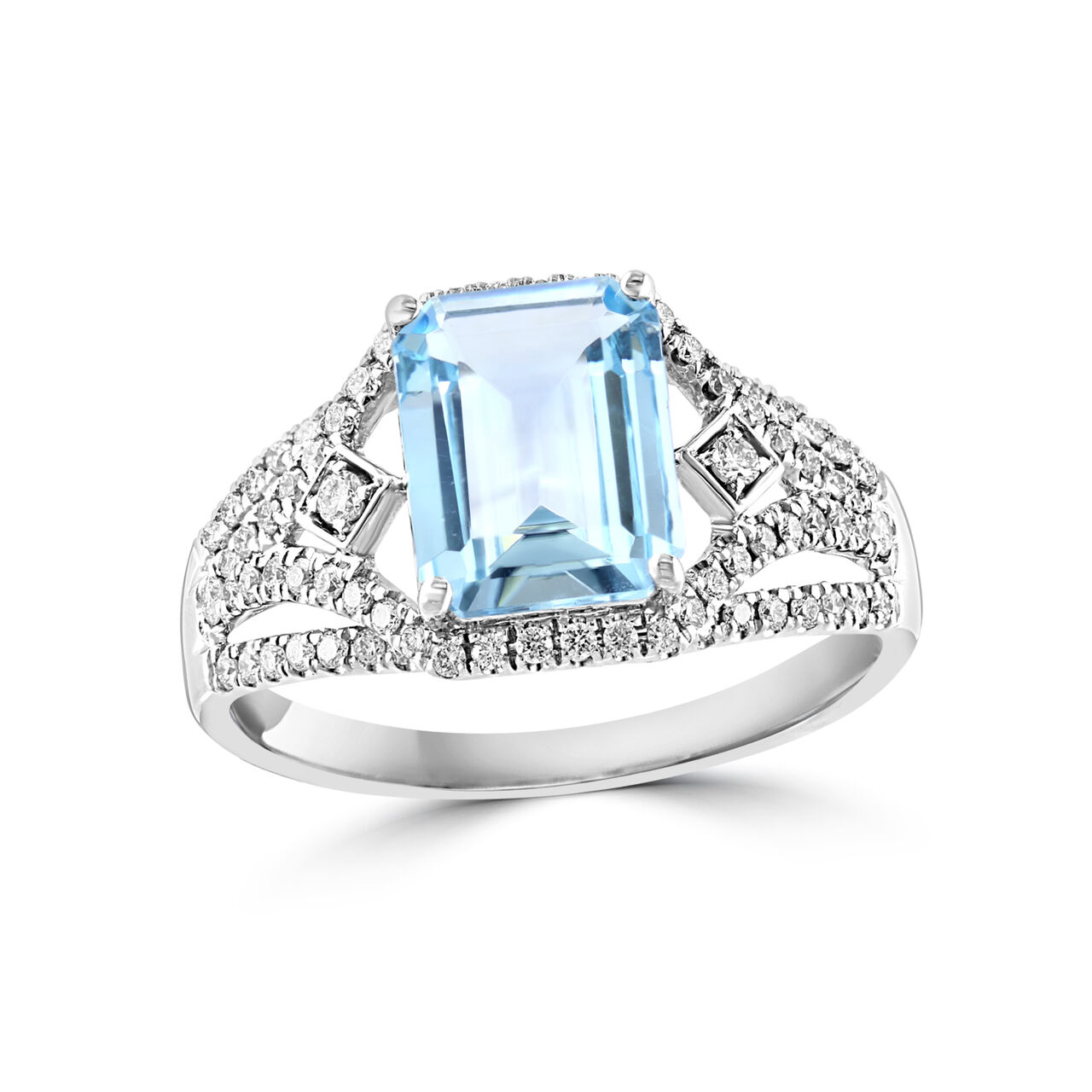 Maison Birks Salon Aquamarine Ring with Diamond Accents RH03053AQ Angle image number 1