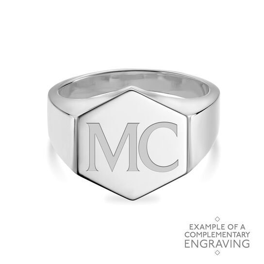 Silver Hexagon Signet Ring image number 3