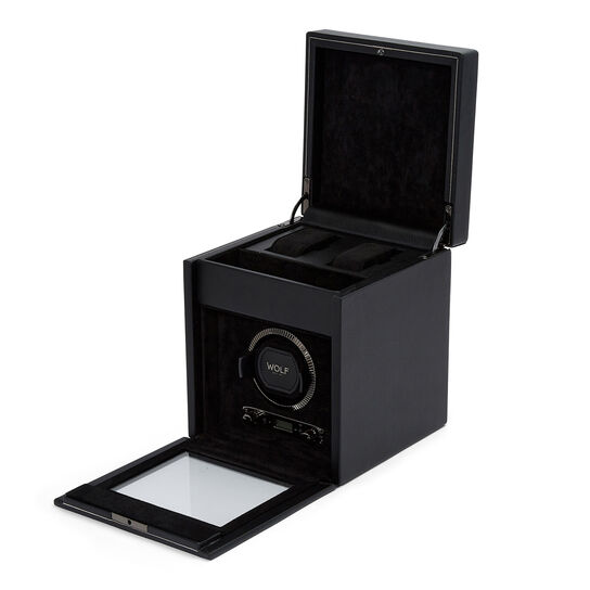 WOLF British Racing Black 1 Piece Watch Winder with Storage Open image number 2
