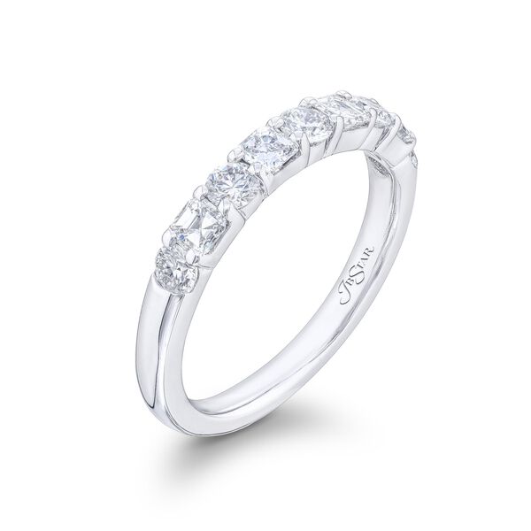 Alternating Round and Emerald-Cut Diamond Wedding Band