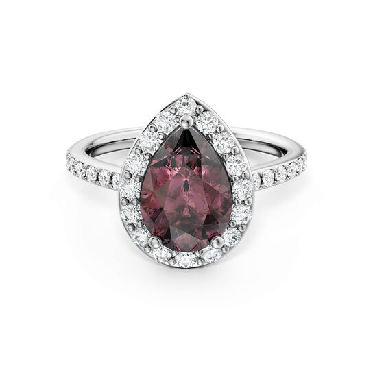 Birks Ros&eacute;e du Matin Pear-Cut Rhodolite Ring with Halo and Pav&eacute; Band image number 0