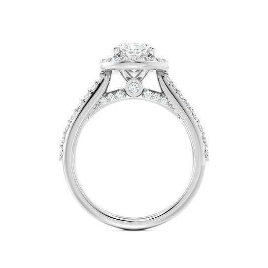 Birks 1879 Oval Cut Diamond Engagement Ring With Single Halo and Diamond Band image number 2