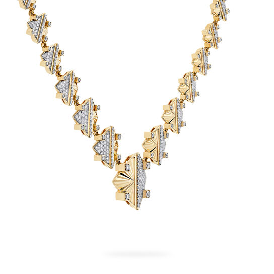 Birks Muse Exceptional Guilloché Yellow Gold and Diamond Necklace image number 3