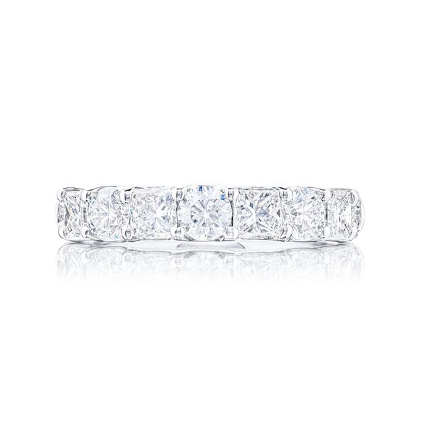 Alternating Round and Emerald-Cut Diamond Wedding Band